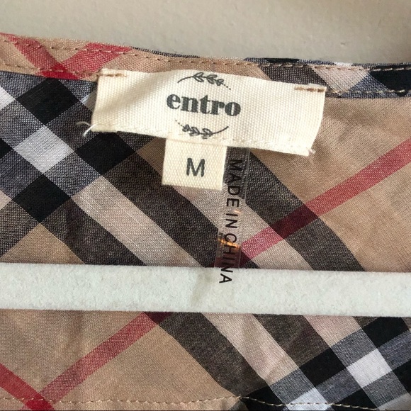 Entro Plaid Button Down Top New Boutique Item - Picture 3 of 7